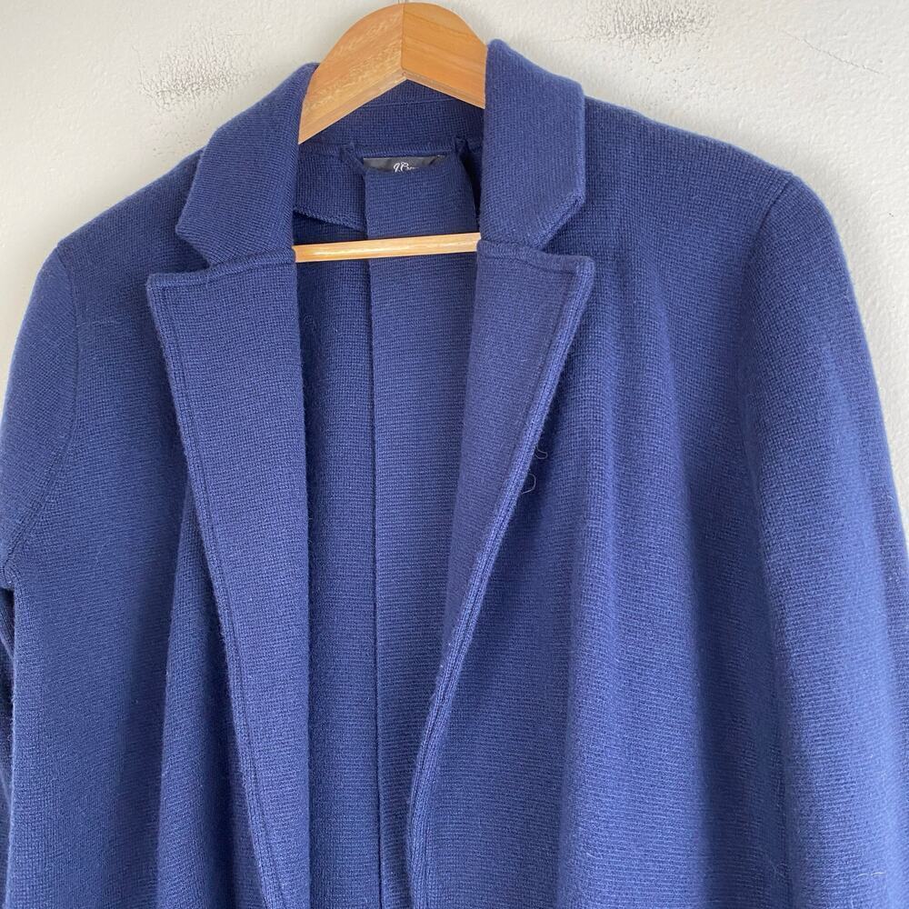 J.Crew Wrap Sweater Blazer Merino Wool Blend Navy Tie Belt XS - Picture 10 of 16